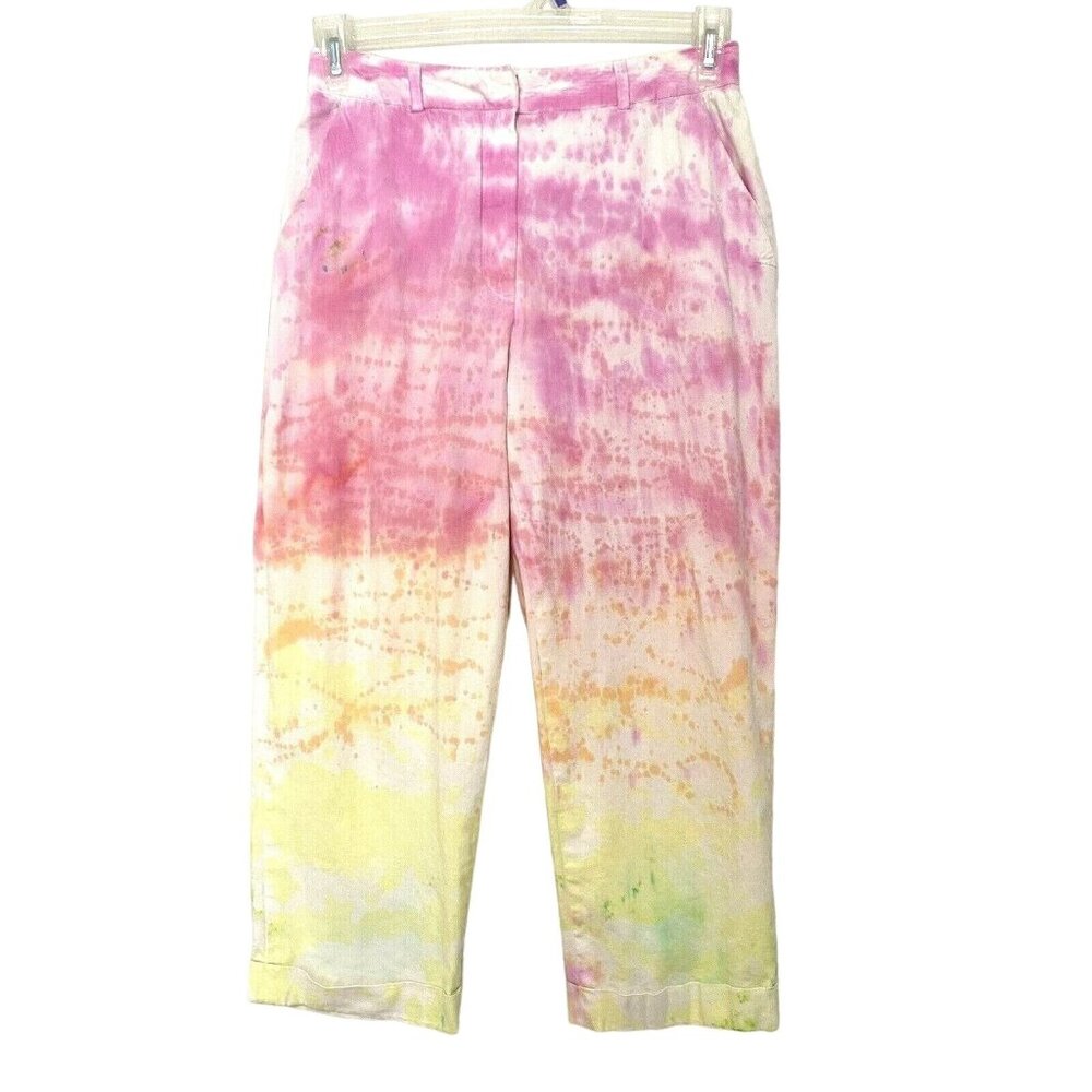 Custom Tie Dye White‎ Cuffed Pants 28"